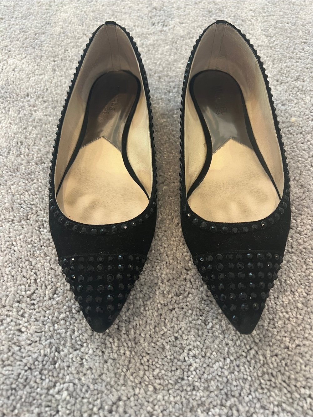 Michael Kors Black Studded Pointed Toe Flats